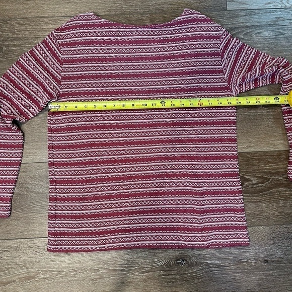 J. Jill Long Sleeve Boat Neck Red and White Embroidered Sweater - Picture 12 of 12